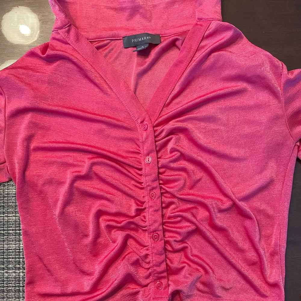 Pink Collared Crop Top